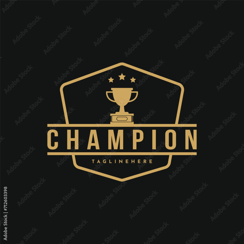 Fototapeta premium Vintage retro badge champion trophy logo design idea