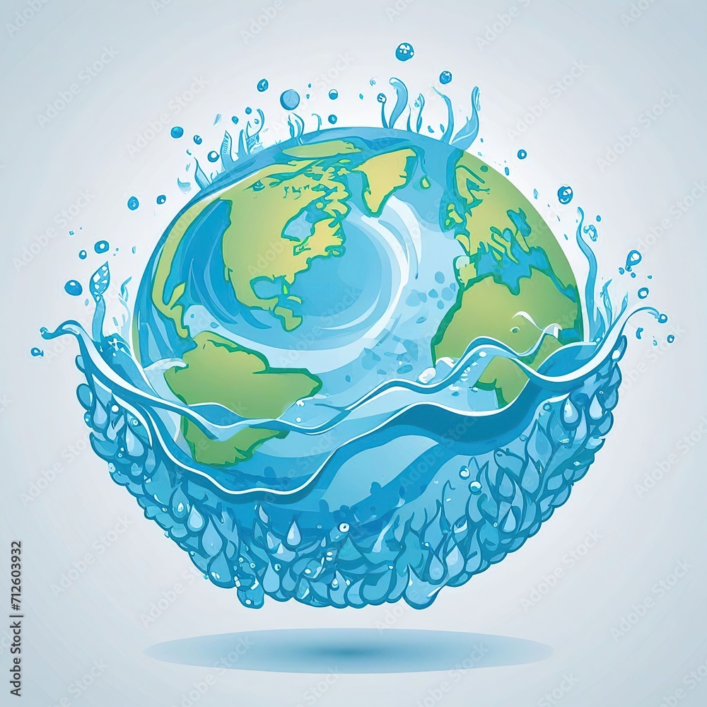 Fototapeta premium Vector illustration of a Background for World Water Day with water splashes and brush.