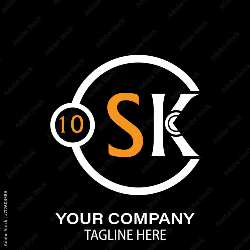 SK Letter Logo Design. SK Company Name. SK Letter Logo Circular Concept. Black Background. SK Letter Logo Design. SK Company Name. SK Letter Logo Circular Concept. Black Background.