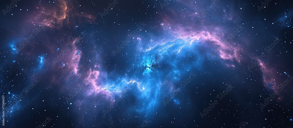 Naklejka premium Generated abstract rendering of blue spiral nebula in space.