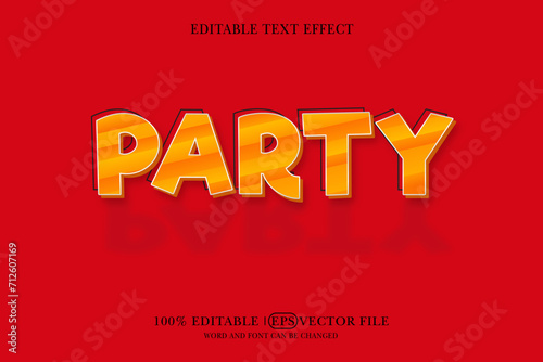 editable typographic logo, cartoon party text effect