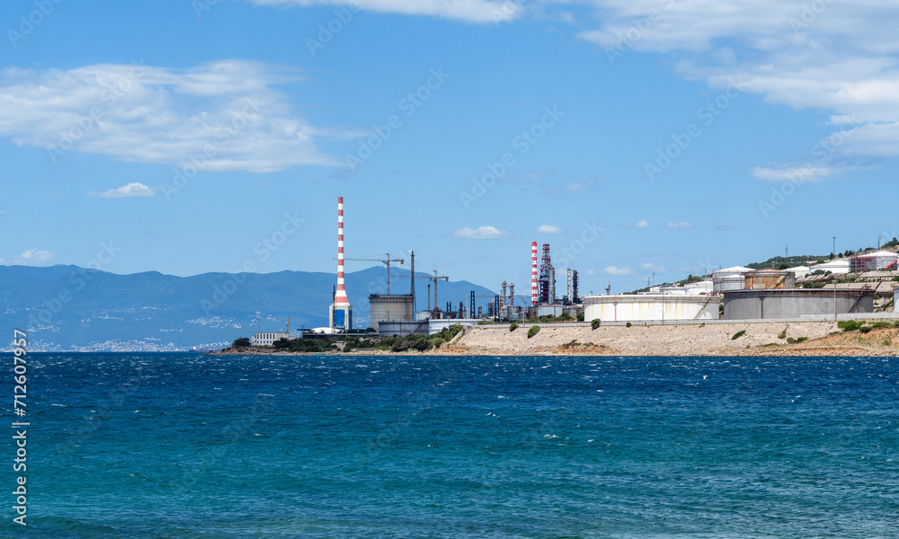 Oil refinery and thermal power plant near Rijeka, Croatia