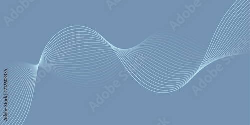 Abstract background with waves for banner. Medium banner size. Vector background with lines. Blue and gray color. Water, ocean. Interior. Brochure, booklet