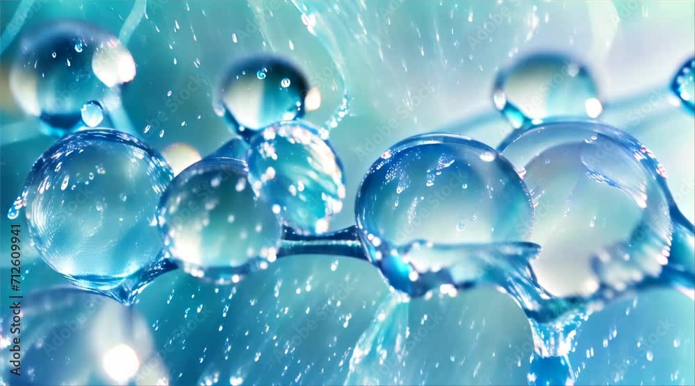 face serum molecules in blue color, cosmetics ad face serum molecules in blue color, cosmetics ad