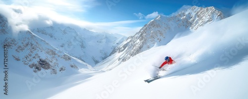 man or women ski in snow created by ai