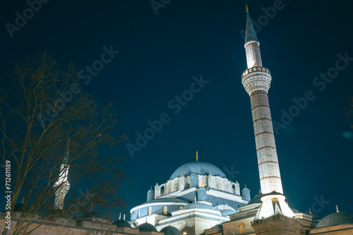 Bayezid or Beyazit Mosque view at night. Ramadan or islamic background photo