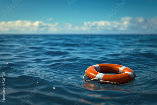 Life Preserver Floating in the Middle of the Ocean
