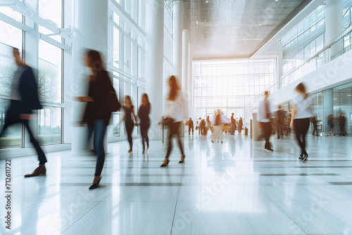 Group of Business People Walking Through Lobby