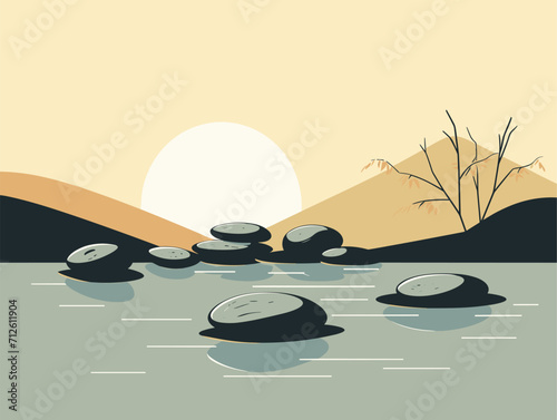 Canvas Print zen stones and water