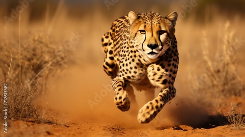 A cheetah in mid-sprint, chasing its prey with incredible speed © Arup Debnath