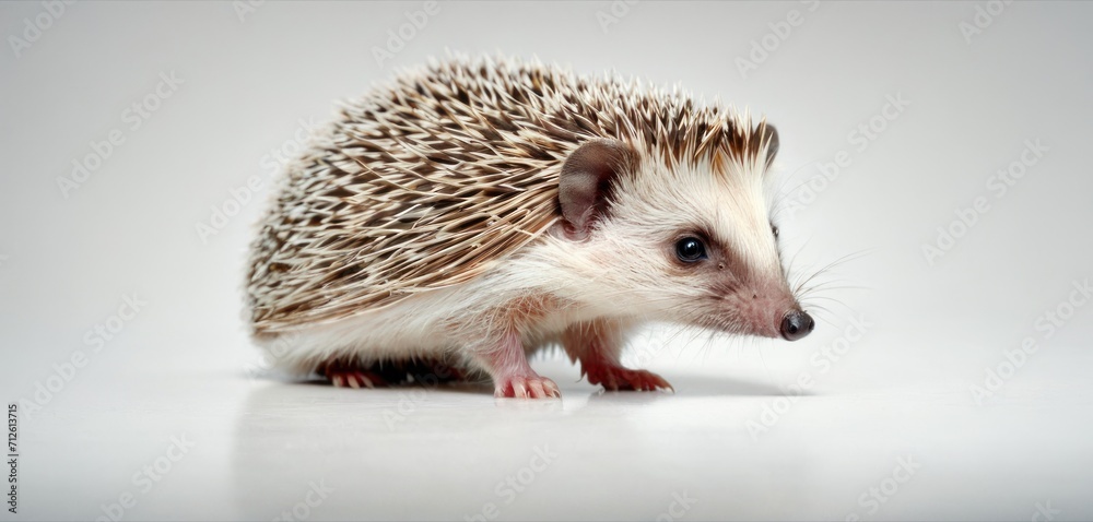 a close up of a small hedgehog on a white background with a blurry image of the hedgehog on the right side of the hedgehog, and the left side of the hedgehog on the right. a close up of a small hedgehog on a white background with a blurry image of the hedgehog on the right side of the hedgehog, and the left side of the hedgehog on the right.