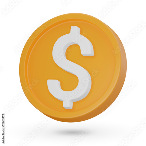 3D coin. The American dollar. Currency symbol, 3D icon. Vector sign isolated on a white background