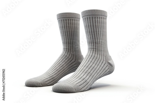 Grey cotton socks isolated on white background