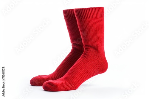 Red cotton socks isolated on white background