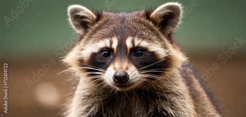  a close up of a raccoon's face with a blurry background and a blurry image of the raccoon's head in the foreground.