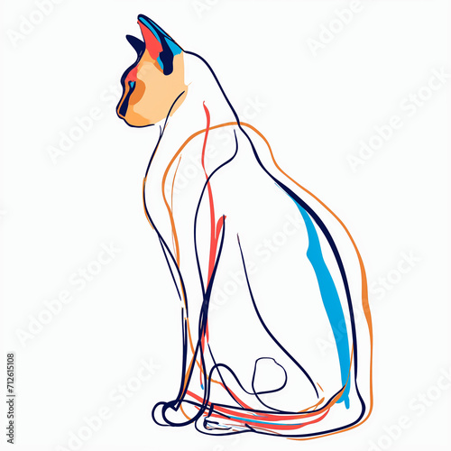 One line drawing of a cat on a white background