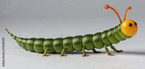  a close up of a caterpillar on a white surface with a gray back ground and a gray back ground with a gray back ground and a white background.