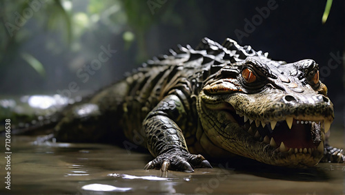 Portrait of angry Crocodile, Real Photo