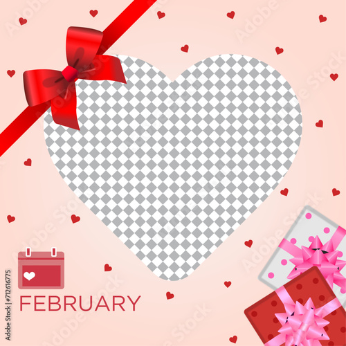 Banner plantilla de un corazón con regalos del día de san Valentín, día del amor y la amistad