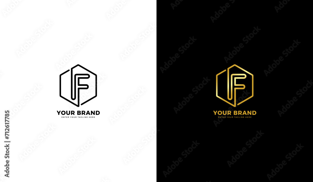 Fototapeta premium Letter F Hexagram Logo, creative design template, vector illustration