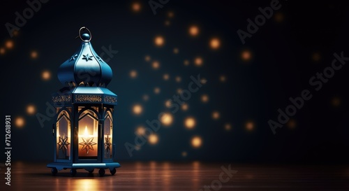 Ramadan Kareem celebration background illustration with arabic lanterns and moon