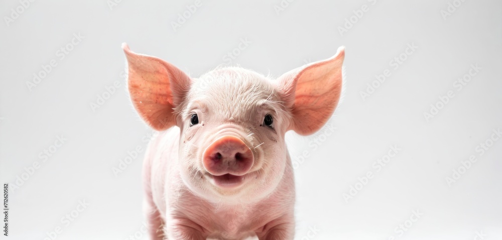a close up of a pig looking at the camera with a funny look on it's face while standing in front of a white background and looking at the camera. a close up of a pig looking at the camera with a funny look on it's face while standing in front of a white background and looking at the camera.