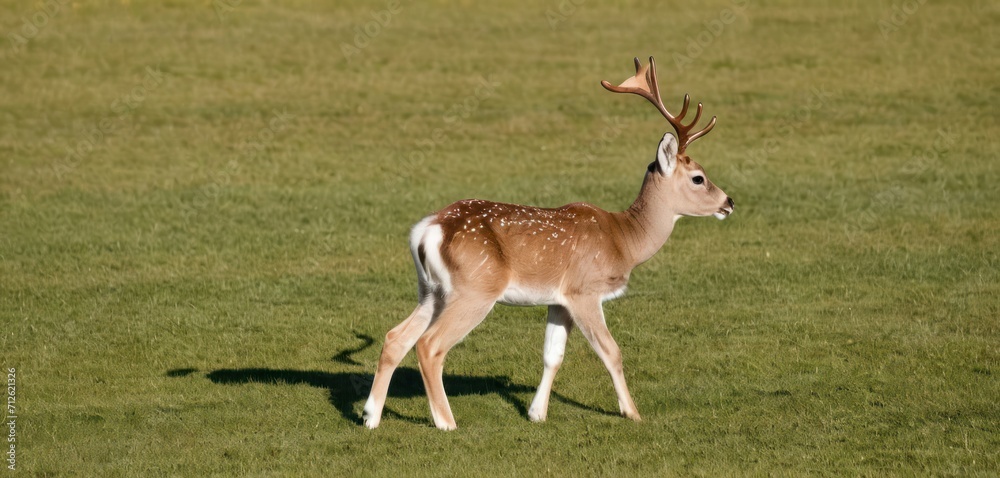 a small deer standing on top of a lush green grass covered field on top of a lush green field covered in lots of grass and a small deer standing on top of grass. a small deer standing on top of a lush green grass covered field on top of a lush green field covered in lots of grass and a small deer standing on top of grass.