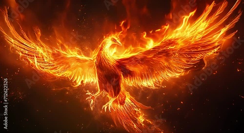 Flying fire phoenix (mp4) made with Ai generative technology