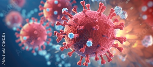 COVID-19 outbreak. Microscopic view of a virus. SARS-CoV-2 Omicron variant. 3D Rendering.