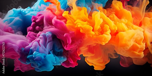 Neon colorful clouds of smoke on a dark background
