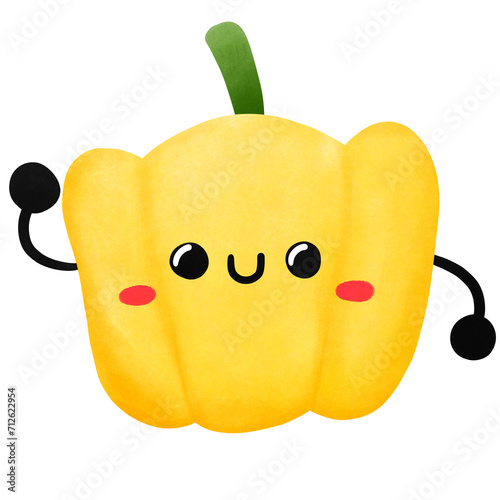 hand drawn cute yellow bell pepper illustration vegetable collection .