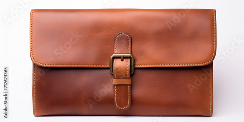 Brown natural leather wallet isolated, AI Generative.
