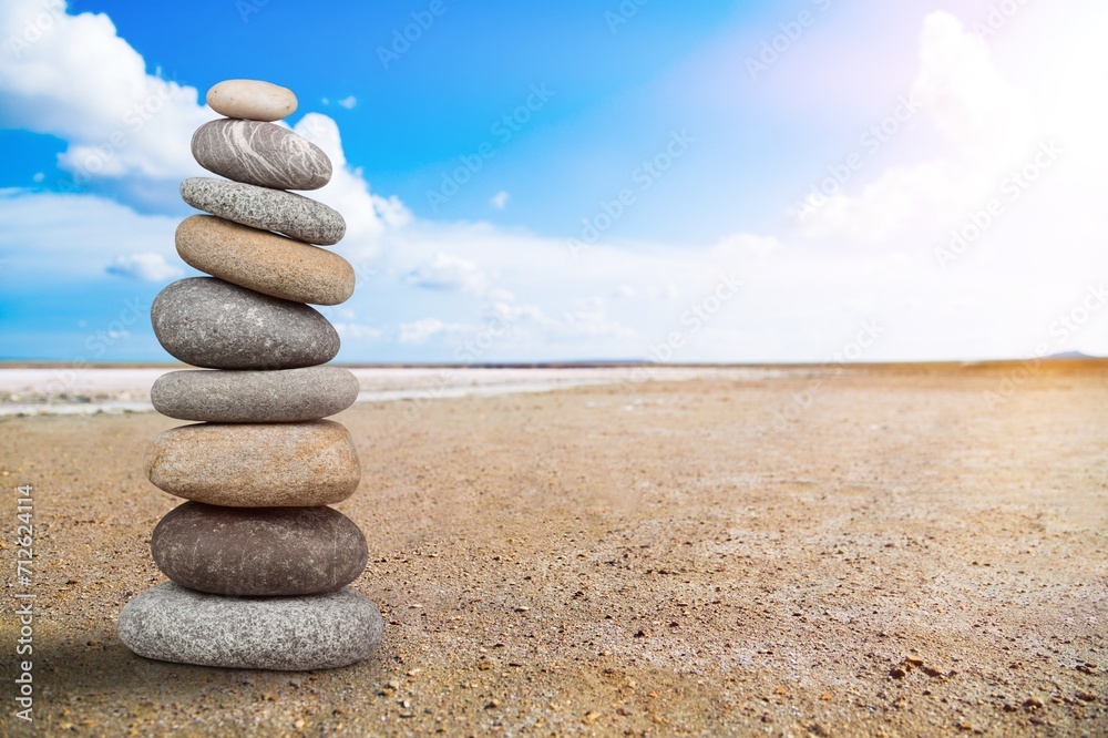 Stone Natural pebble tower on the beach. Stone Natural pebble tower on the beach.