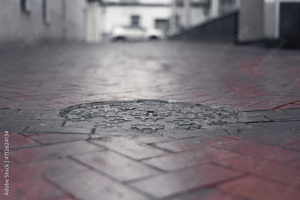 Street after the rain. Drain Street after the rain. Drain