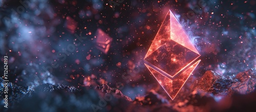ETC cryptocurrency logo appears on dark matter background. Growth concept.
