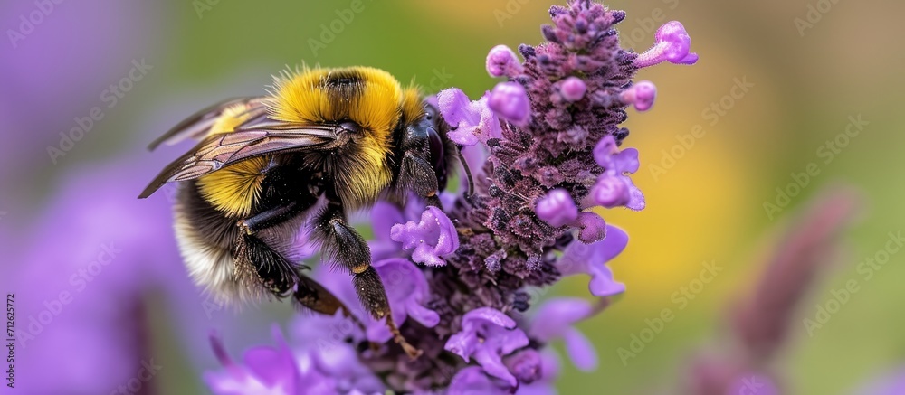 Bombus terrestris, a big bumblebee, perched on a purpletop vervain blossom. Bombus terrestris, a big bumblebee, perched on a purpletop vervain blossom.