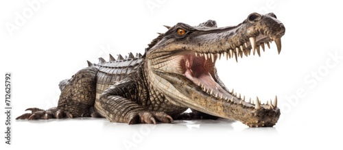 Big crocodile with open Mouth isolated white background. copy space
