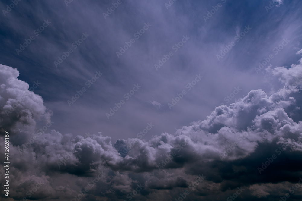 Cumulus clouds in the blue sky close-up, cold blue sky, among the clouds Cumulus clouds in the blue sky close-up, cold blue sky, among the clouds