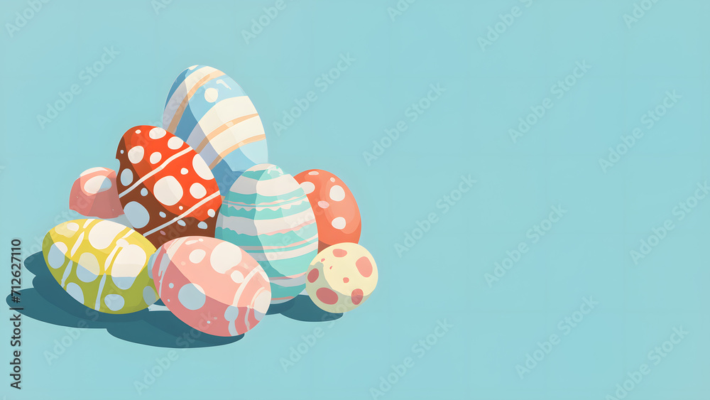 Des oeufs de pâques, sur fond bleu Des oeufs de pâques, sur fond bleu