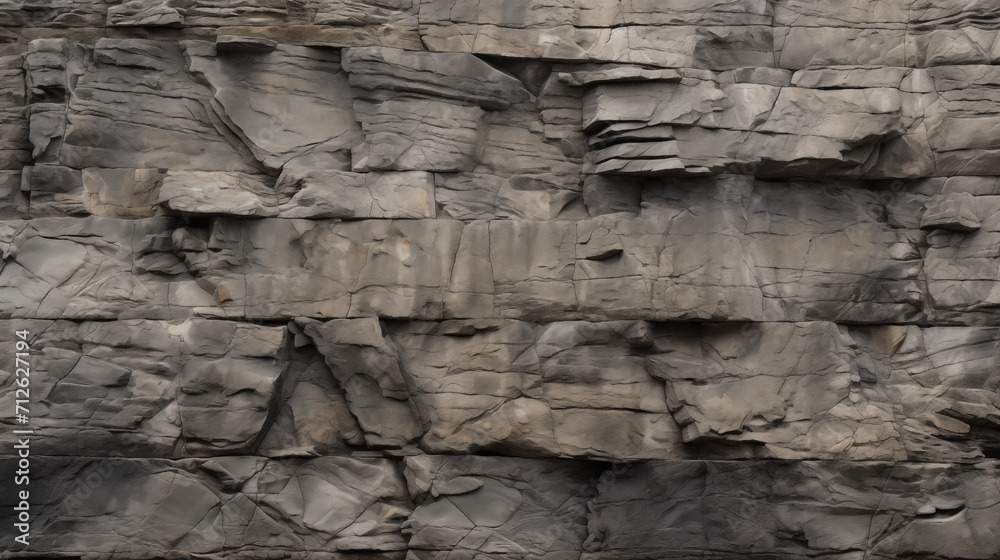 Obraz premium Stone Texture - Layered Geological Layers - Weathered Surface of Rocky Stone Plateau - Cracks 