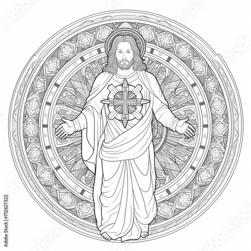 coloring pages - mandala, Jesus Chris