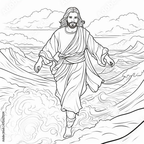 coloring pages - jesus walking on water