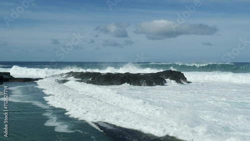 Serene Atlantic Ocean Waves Crashing Against Coastal Rocks - Breathtaking Seaside Nature Footage 