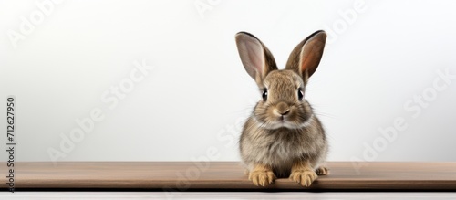 Cute rabbit on white copy space background