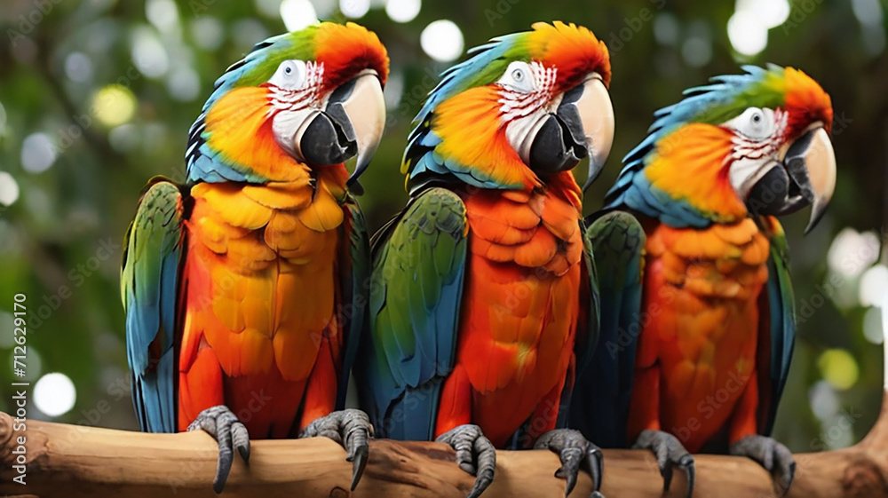 2 Beautiful Bright parrots Loving photos.