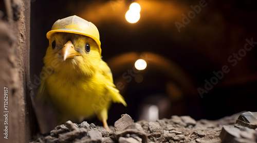 Terrified canary in a coal mine photo