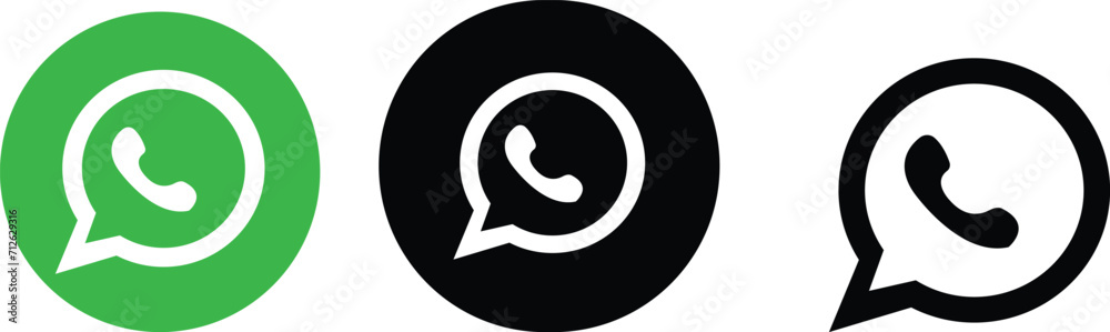 Social media icons whatsapp set, WhatsApp - popular social media button ...
