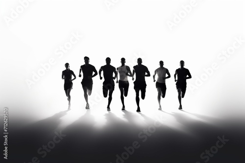 silhouette of a group of runners running together 
