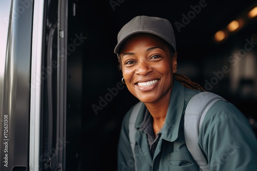 Portrait of a middle aged delivery woman