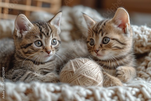 beautiful kittens in a blanket